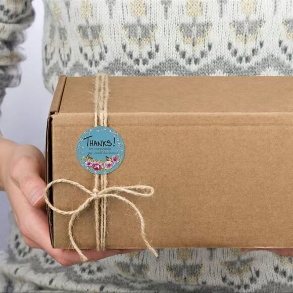 500pcs1 Roll Thank You Stickers For Small Business Circle Flower Bunch - Picture 5 of 5